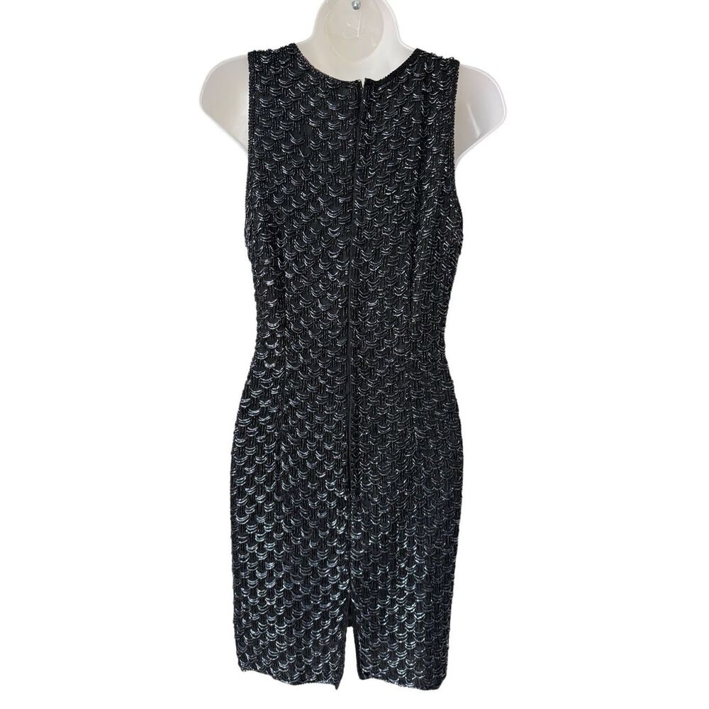 Vintage 1980’s Laurence Kazar Silk Beaded Cocktail Mini Dress - Picture 4 of 10